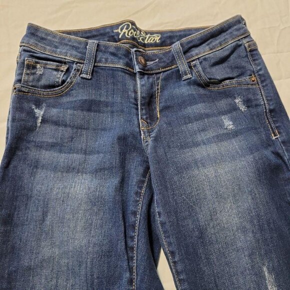 Old Navy Rockstar Size 6 Mid Rise Skinny Leg Distressed Blue Denim Jeans - Picture 3 of 7